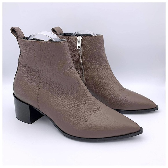 taupe pointed toe booties